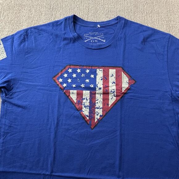 Grunt Style Shirt Adult Extra Large Blue Short Sleeve USA Patriot Casual Men's - Picture 3 of 14